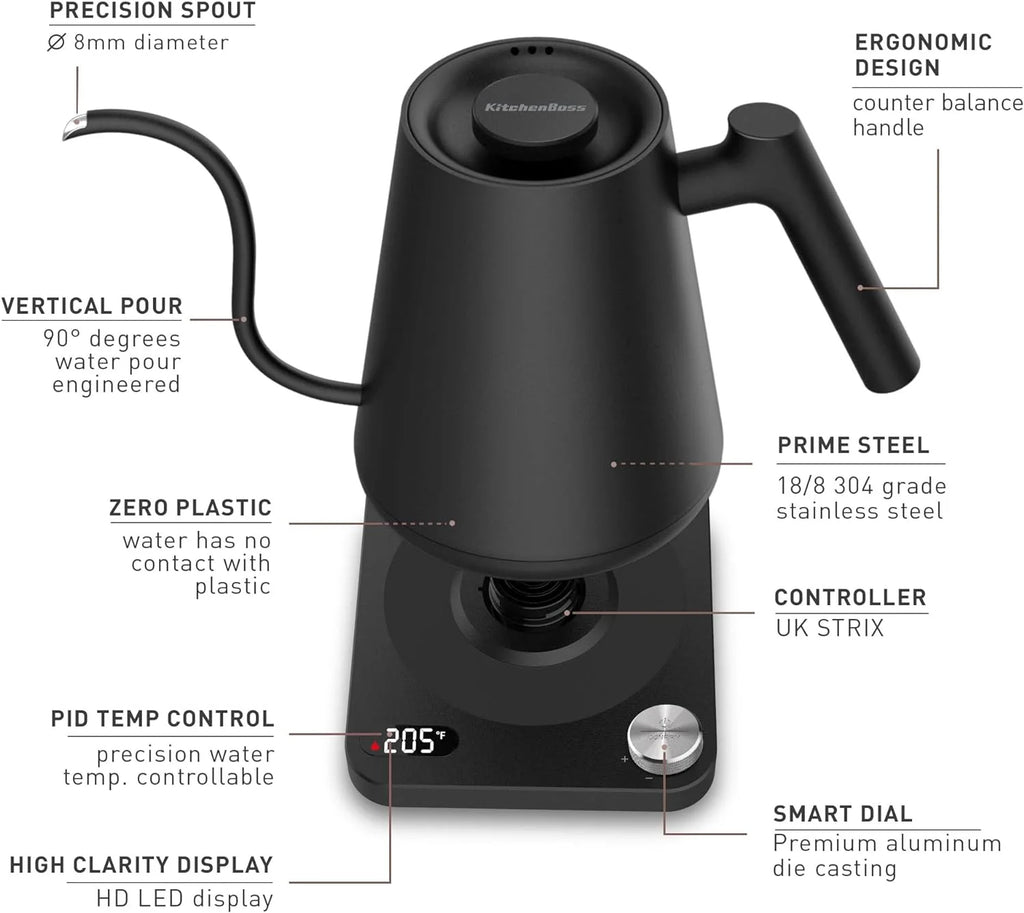 Charcoal Black Electric Gooseneck Coffee Kettle I252605