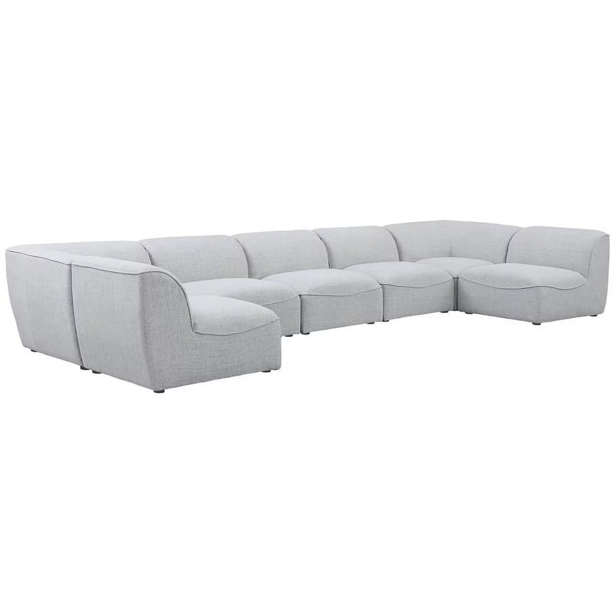 Grey Linen Textured Modular Sectional U10228