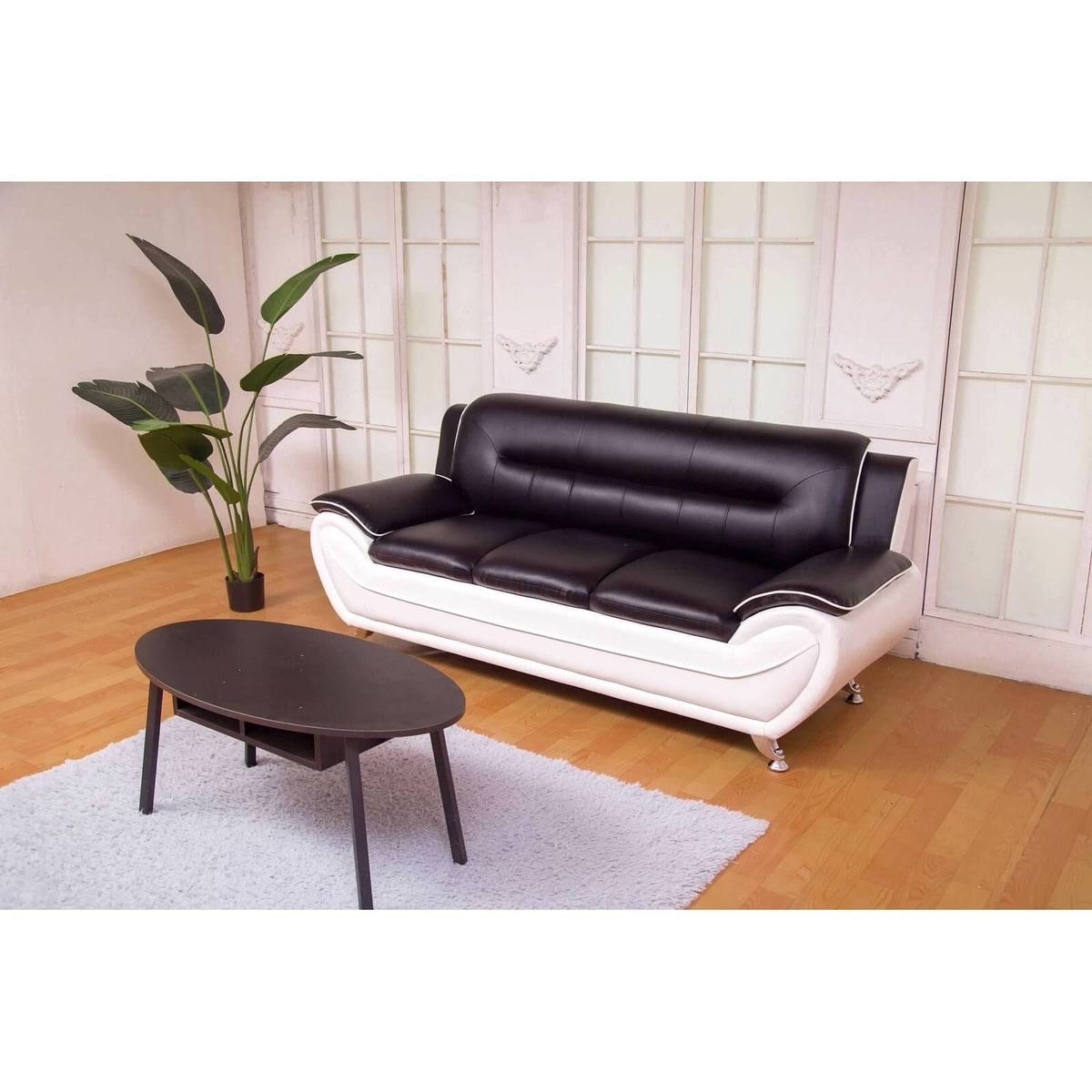 Red & Black Leatherette Sofa Set Q788