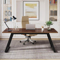63" Brown Computer Desk with Thickened Frame X42791