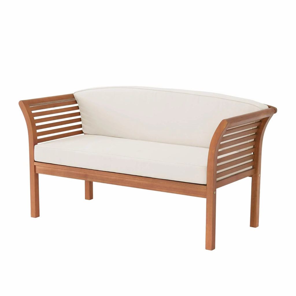 Eucalyptus Wood Outdoor Bench with Cushions T488087