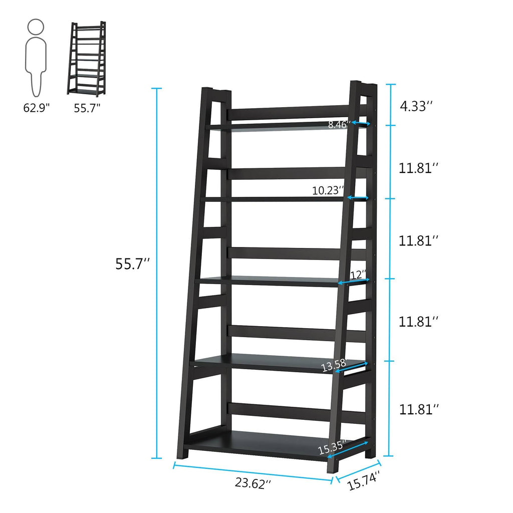 5-Tier Ladder Bookshelf Bookcase Brown N8631