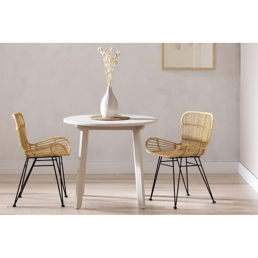 Rattan Dining Chair with Armrests, Set of 2, Black T437225
