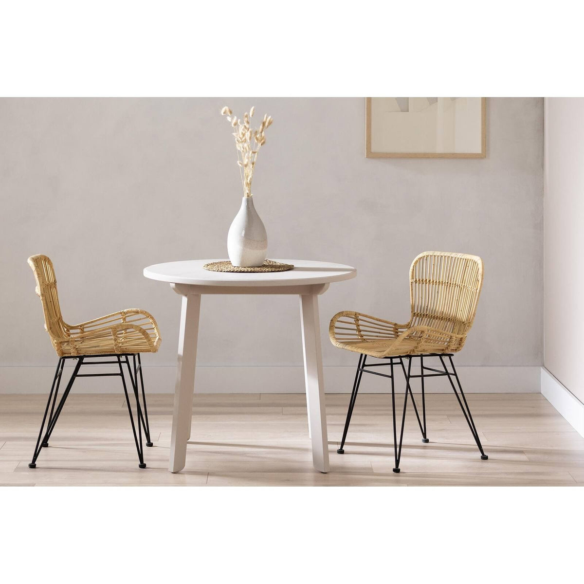 Rattan Dining Chair with Armrests, Set of 2, Black T437225
