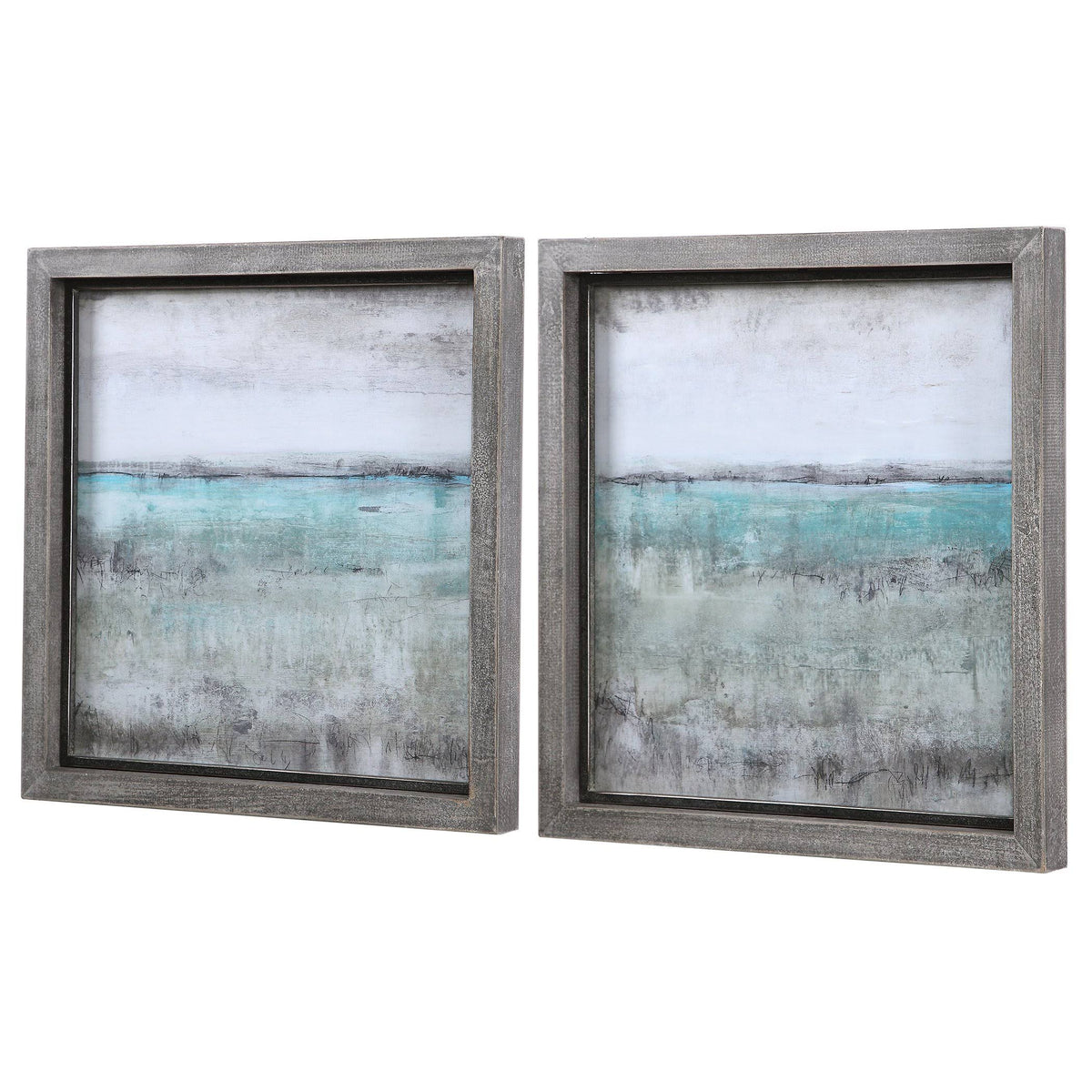 Aqua Horizon Framed Prints Set of 2 Y40873