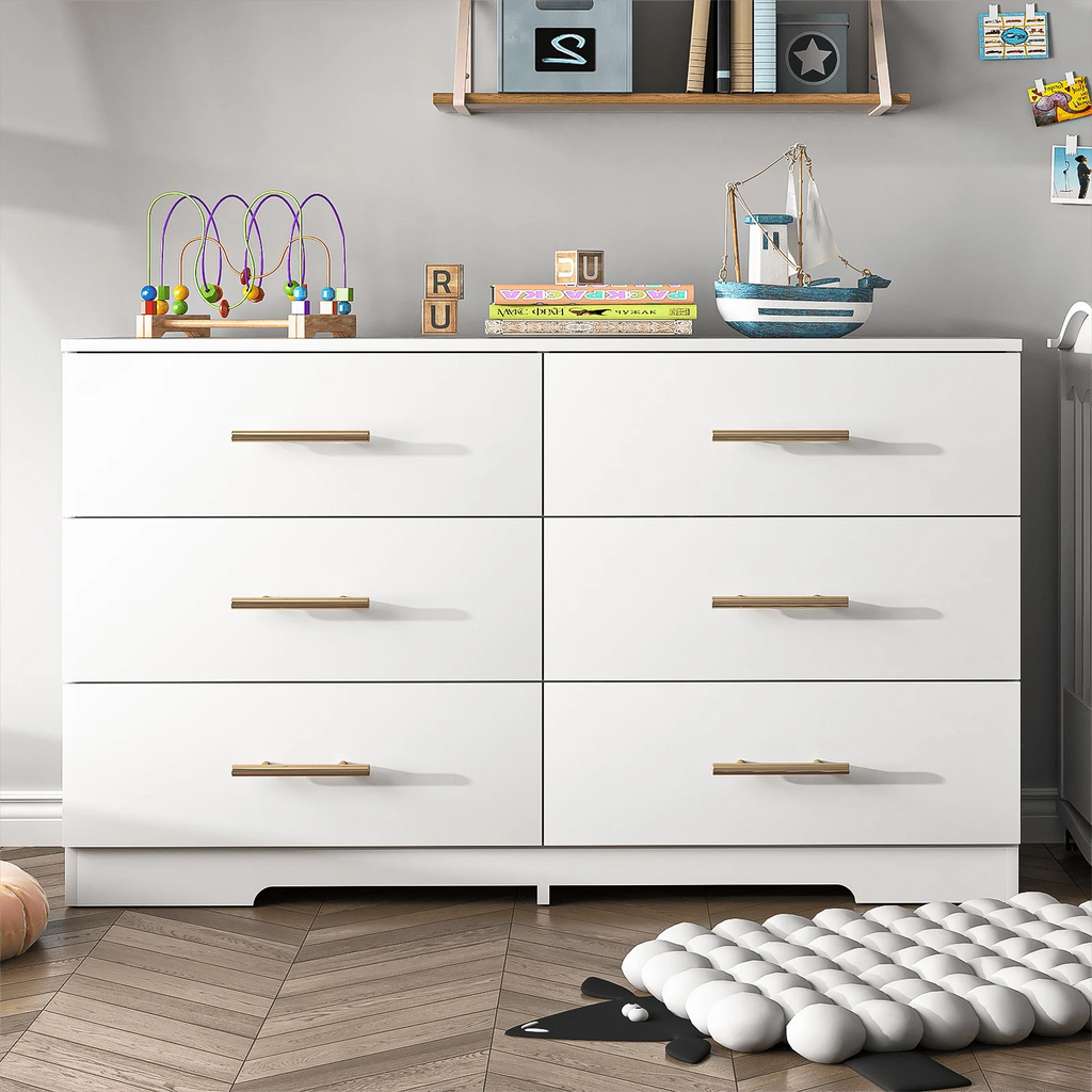 White 6 Drawer Dresser V942