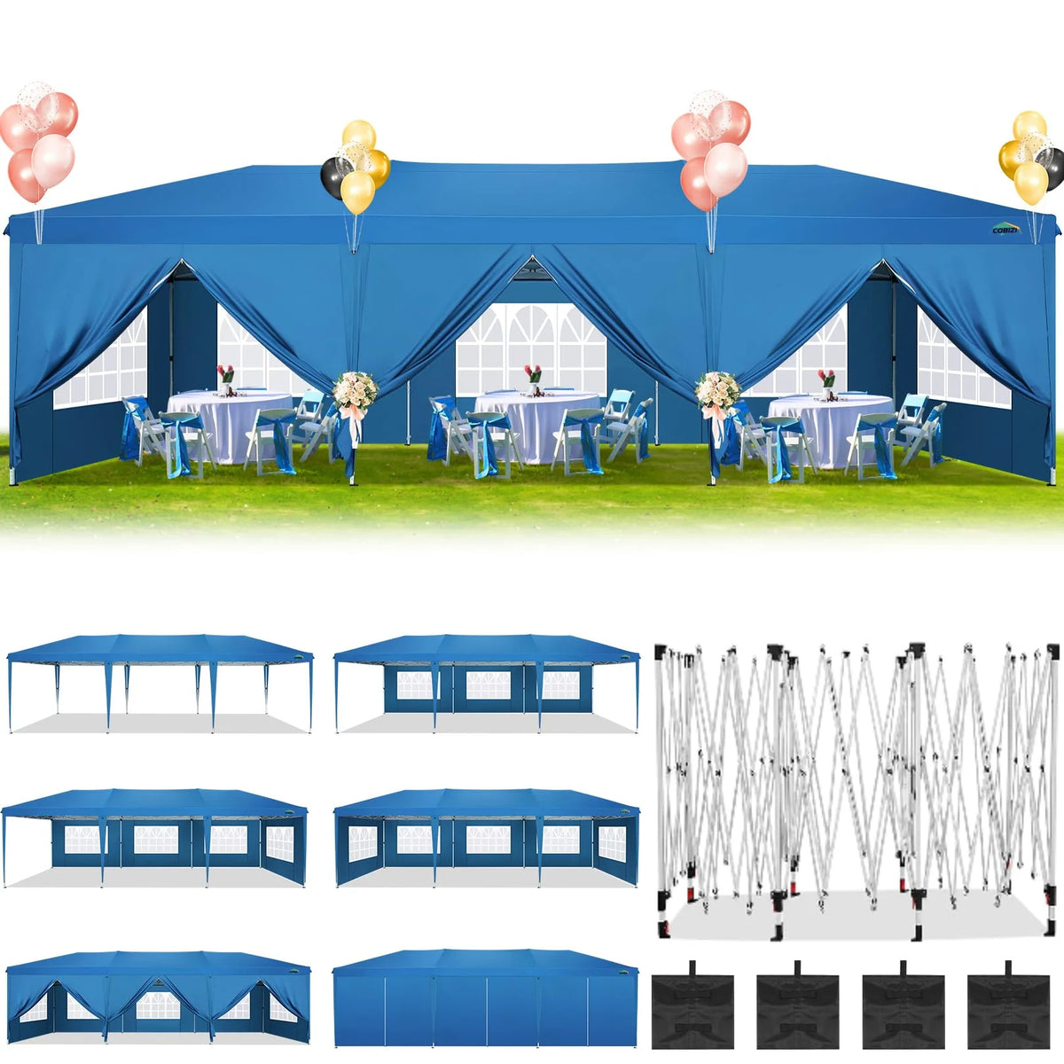 10x10ft Waterproof Popup Canopy with 4 Sidewalls Black J40826