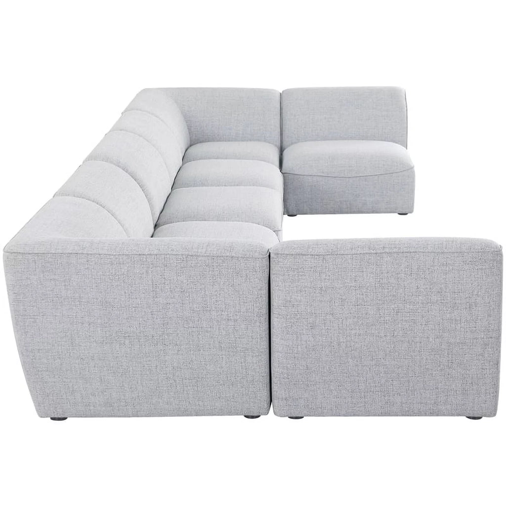 Grey Linen Textured Modular Sectional U10228