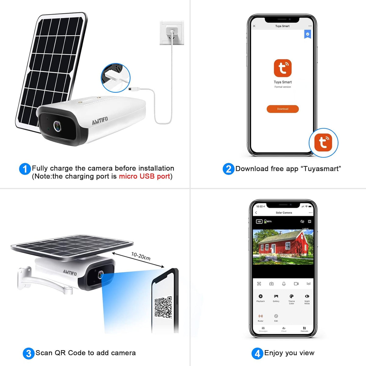Wireless Outdoor Solar WiFi Surveillance Camera System with Two Way Audio and Night Vision Q240