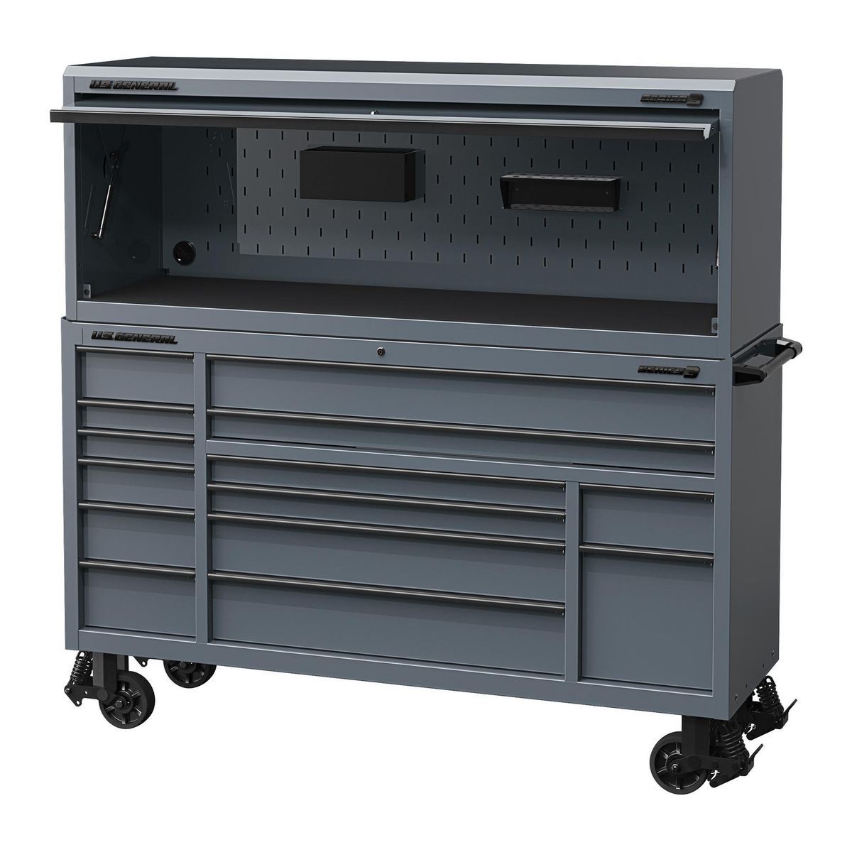 72 in. x 22 in. Triple-Bank Roll Cab, Slate Gray D61892