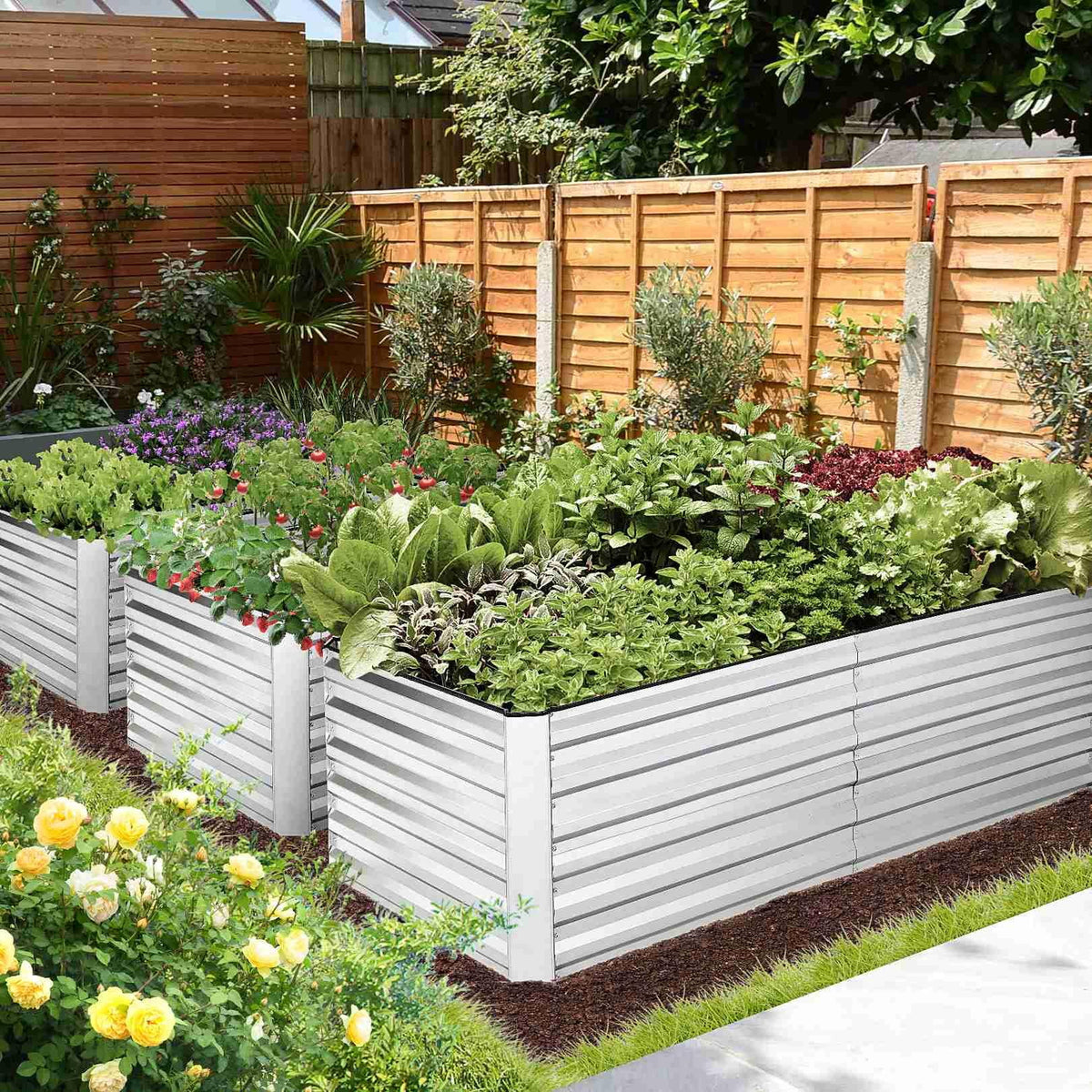 Galvanized Steel Raised Garden Bed with Liner 6ftx3ftx2ft J240