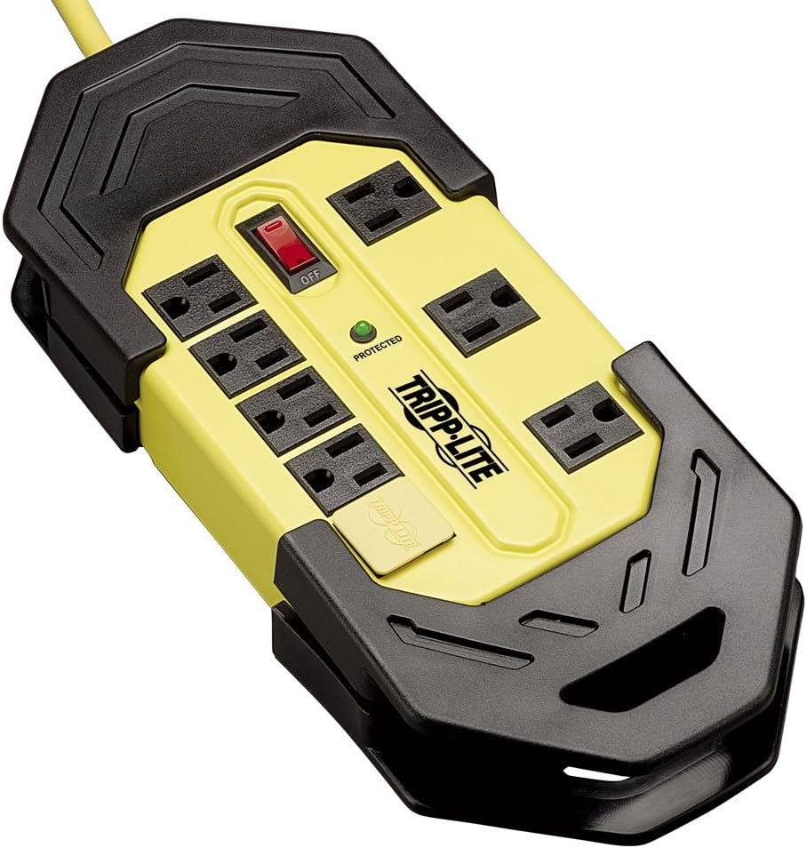 6 Outlet Metal Surge Protector Power Strip, 15ft Cord, Black/Yellow, Pack of 2 X5139