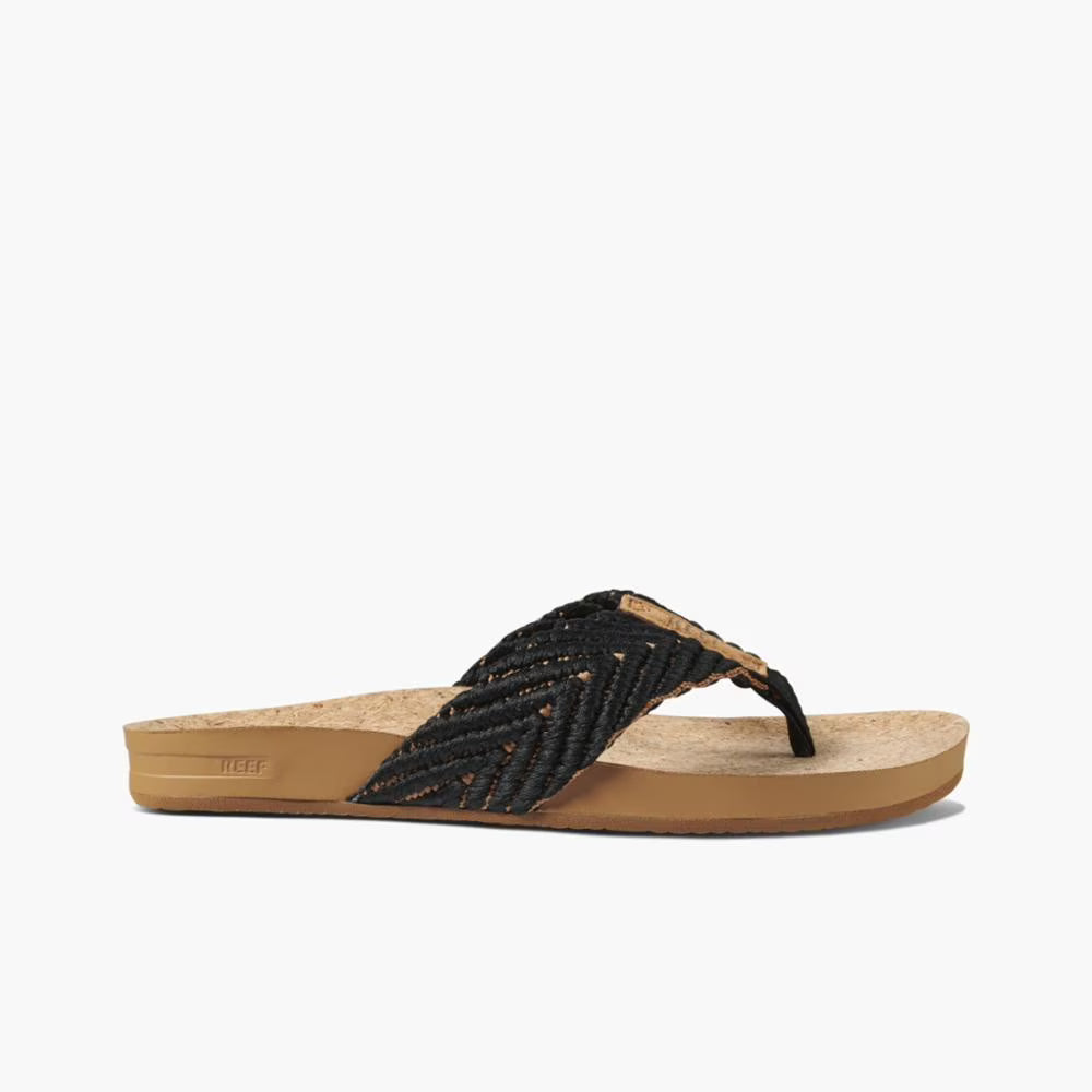 Women's Reef Cushion Strand Black Sandals R6903