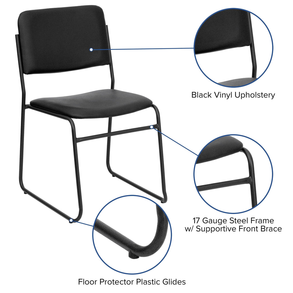 Black Stacking Chair with Sled Base L990