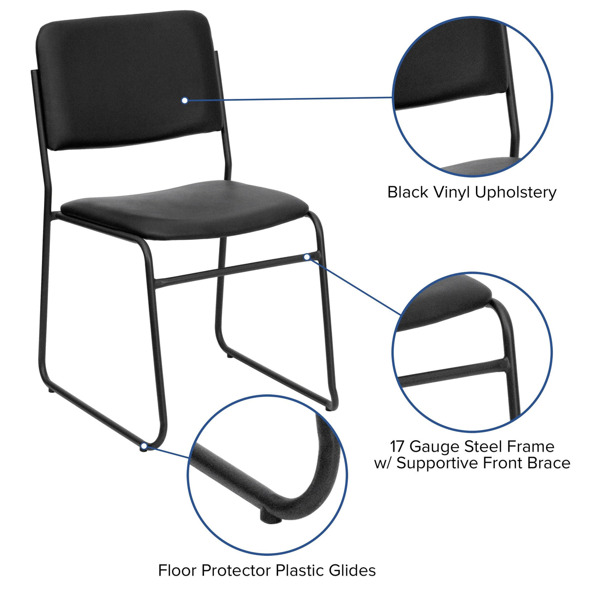 Black Stacking Chair with Sled Base L990