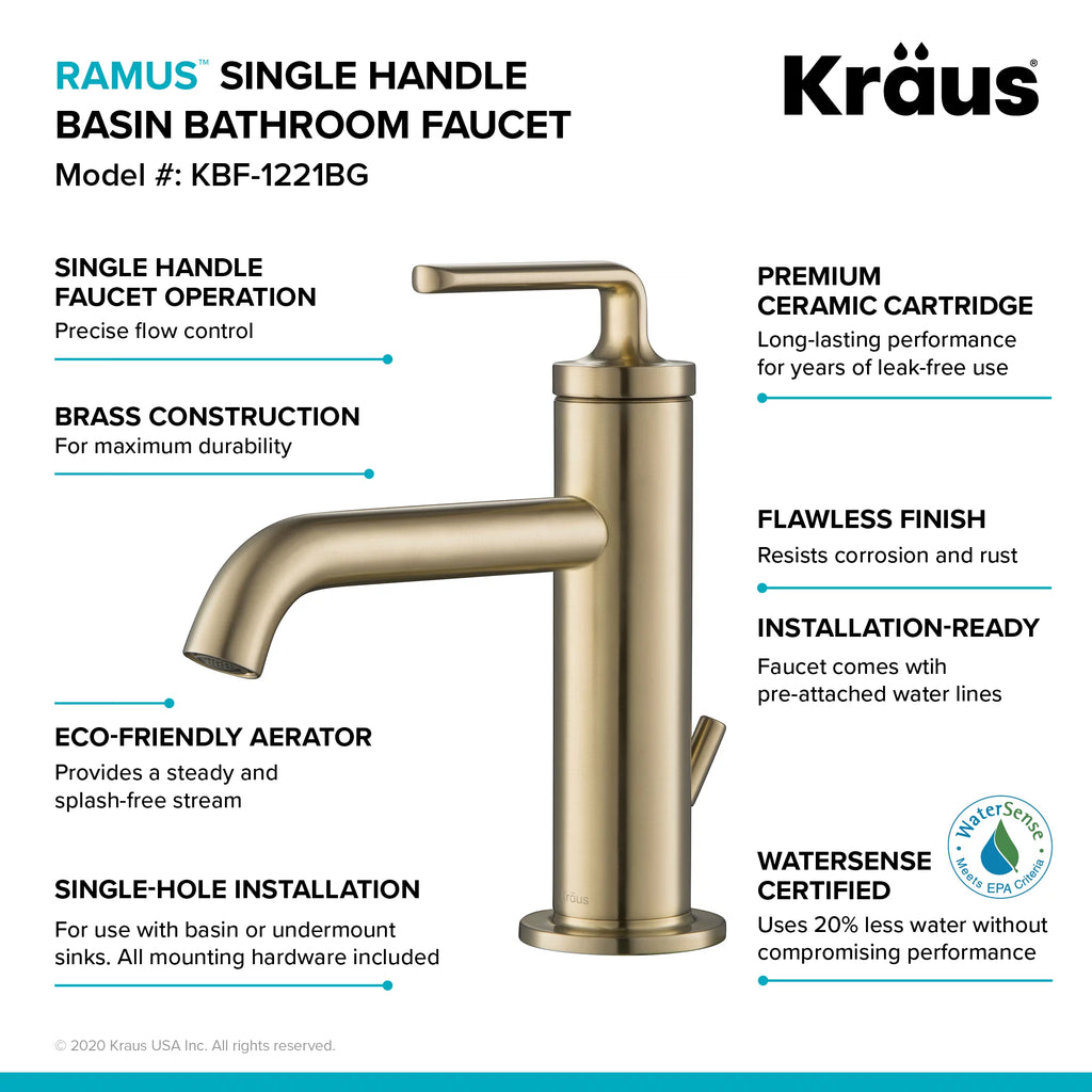 Single Handle Bathroom Sink Faucet with Lift Rod Drain T711268
