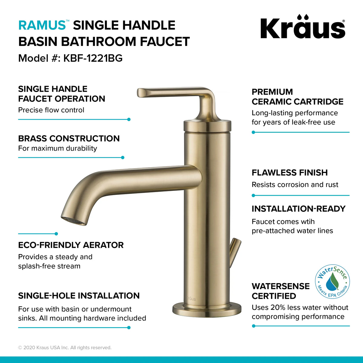 Single Handle Bathroom Sink Faucet with Lift Rod Drain T711268