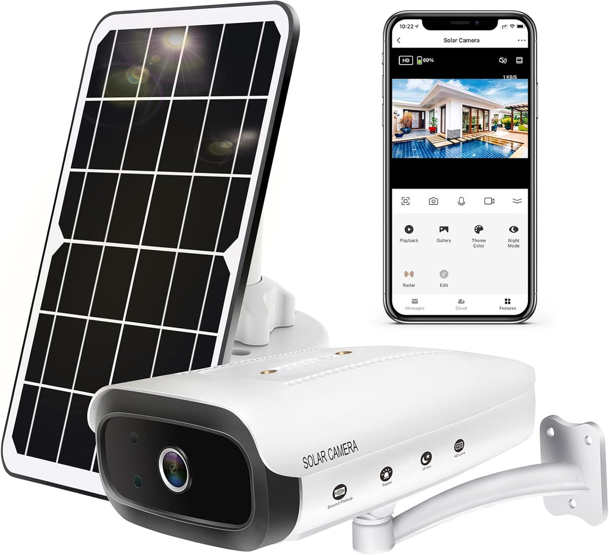 Wireless Outdoor Solar WiFi Surveillance Camera System with Two Way Audio and Night Vision Q240