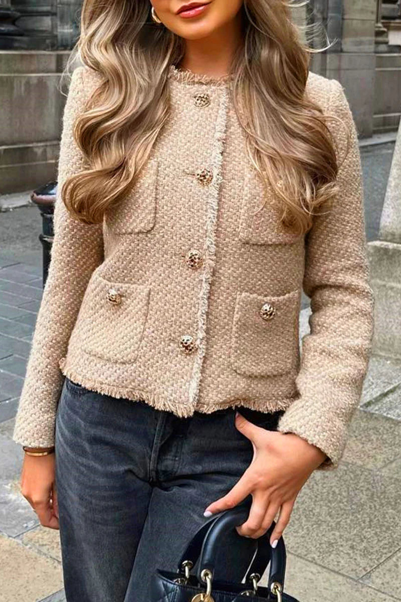 Solid Pocket Button Outerwear J71793