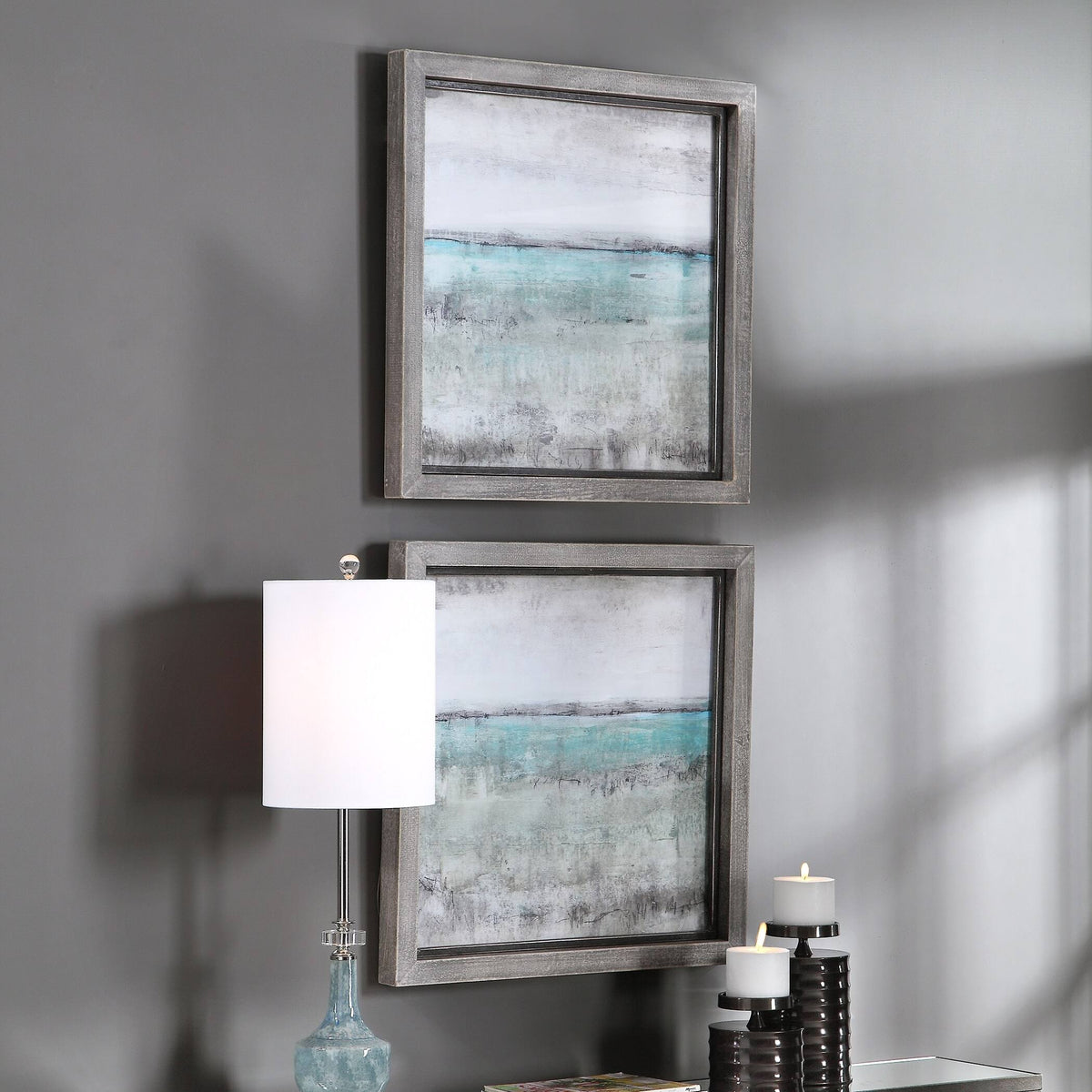 Aqua Horizon Framed Prints Set of 2 Y40873