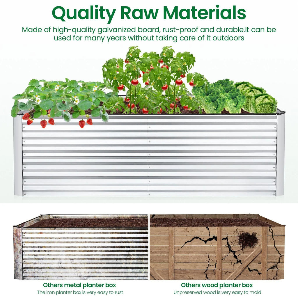 Galvanized Steel Raised Garden Bed with Liner 6ftx3ftx2ft J240