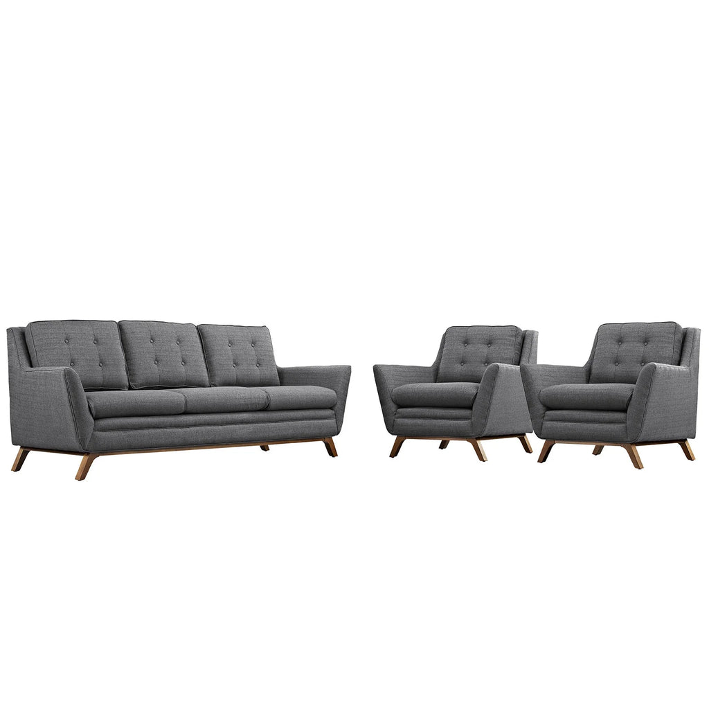 Grey Fabric Sofa and Armchairs Set Q915419