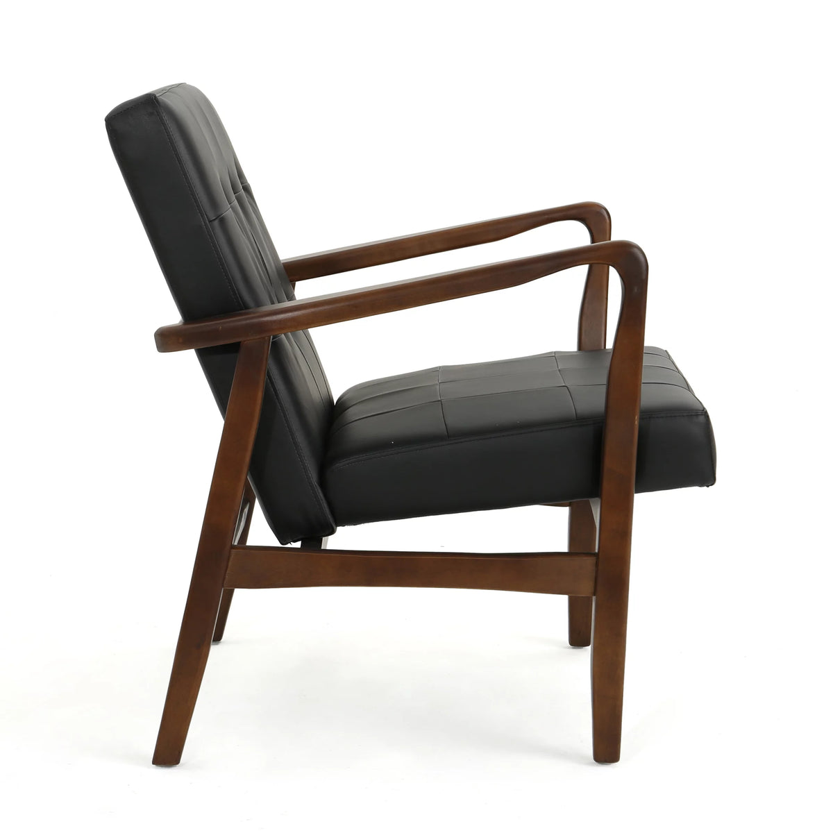 Mid Century Modern Faux Leather Club Chair with Wood Frame Y9102