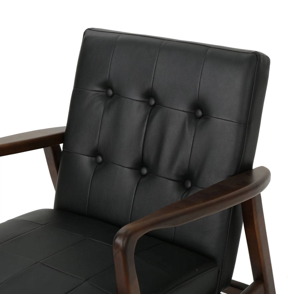 Mid Century Modern Faux Leather Club Chair with Wood Frame Y9102