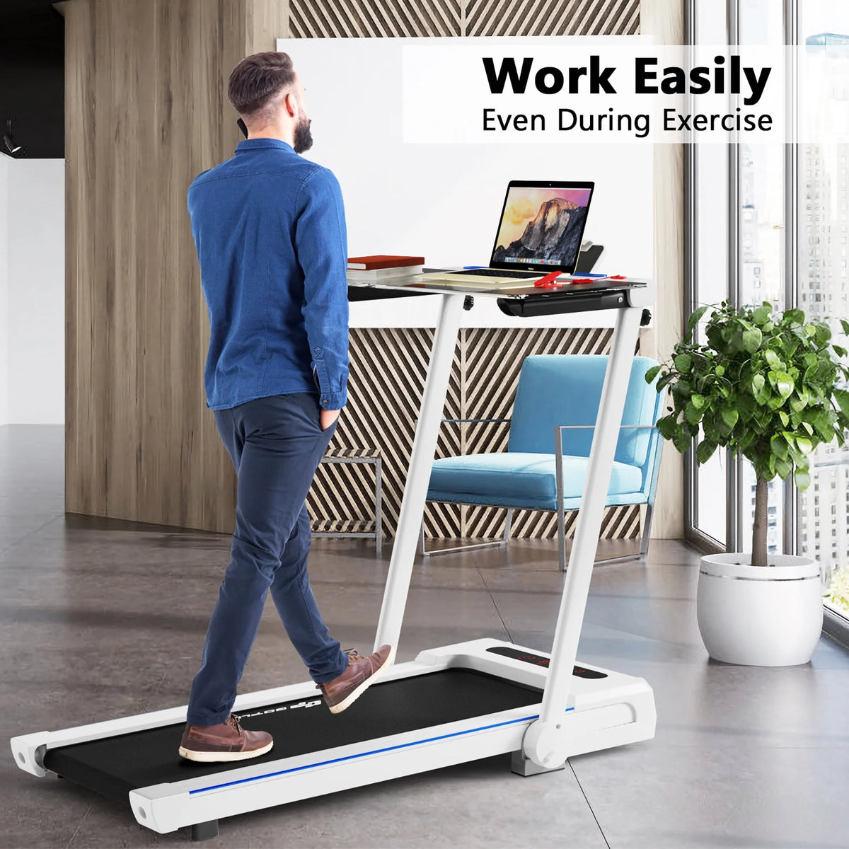 2.25HP 3-in-1 Folding Treadmill White P132