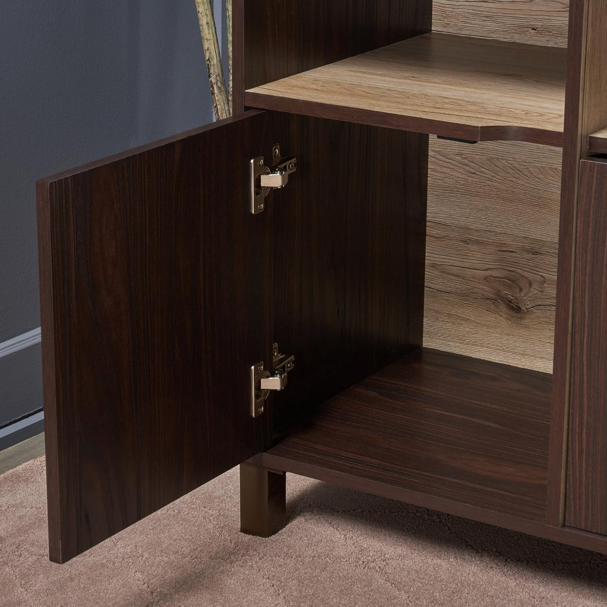 2-Shelf Faux Wood Cabinet, Walnut / Brown U8971