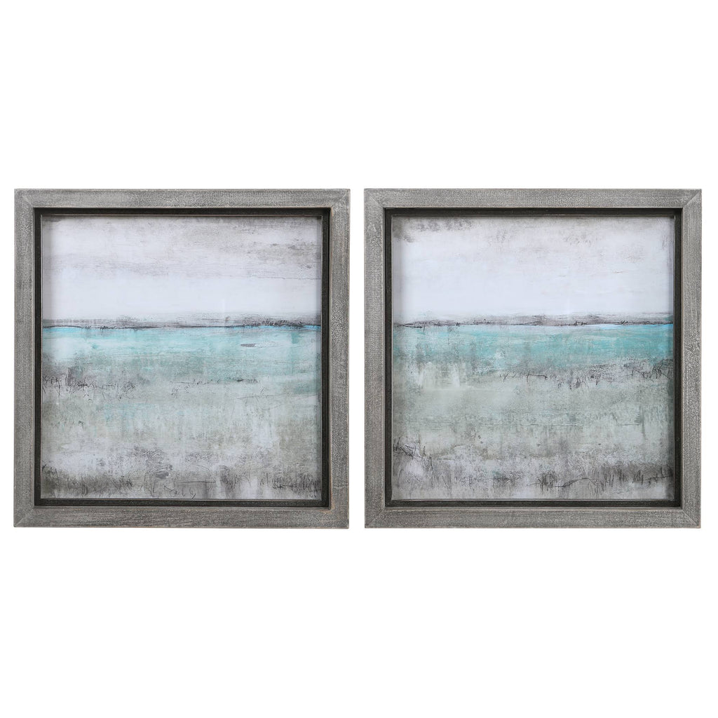 Aqua Horizon Framed Prints Set of 2 Y40873