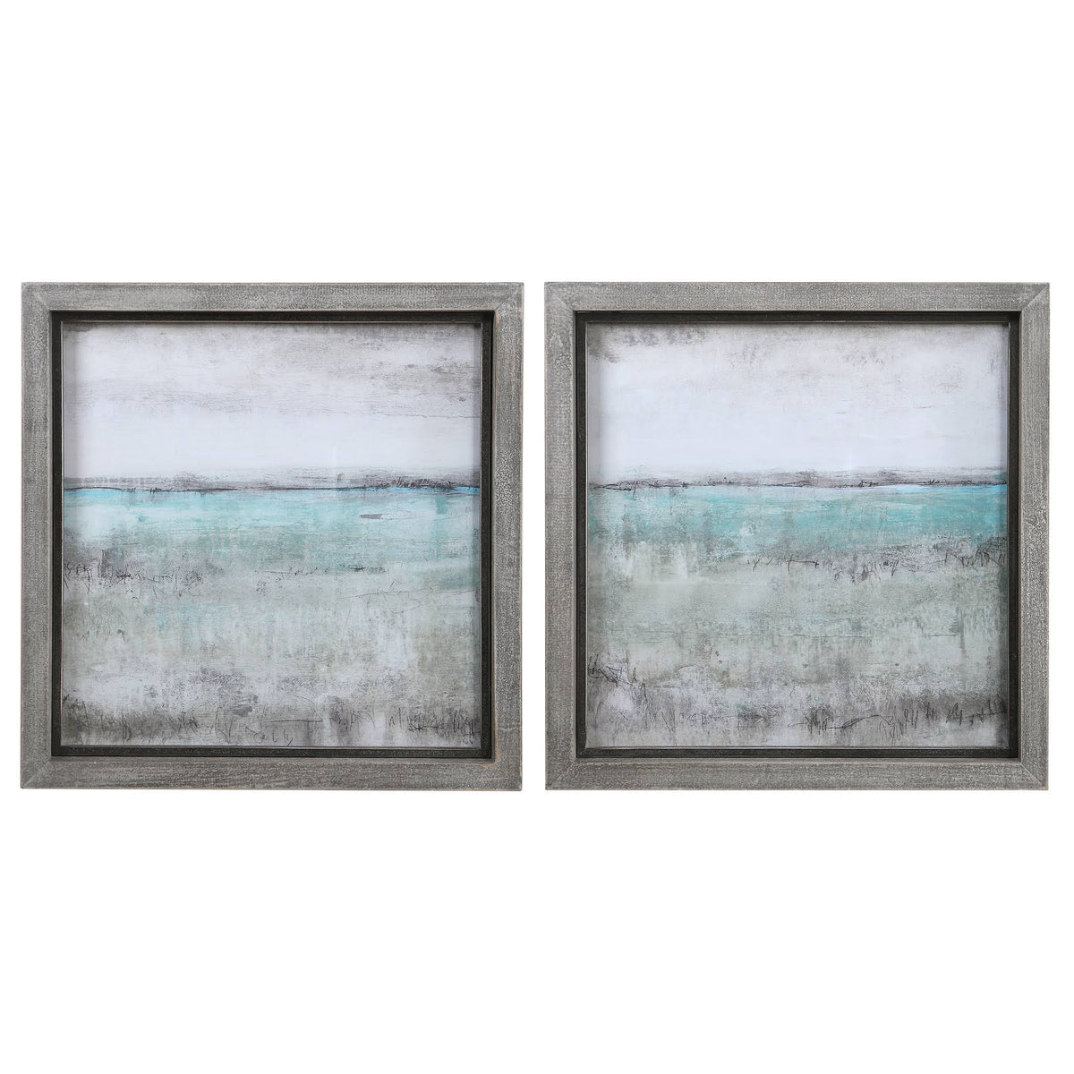 Aqua Horizon Framed Prints Set of 2 Y40873