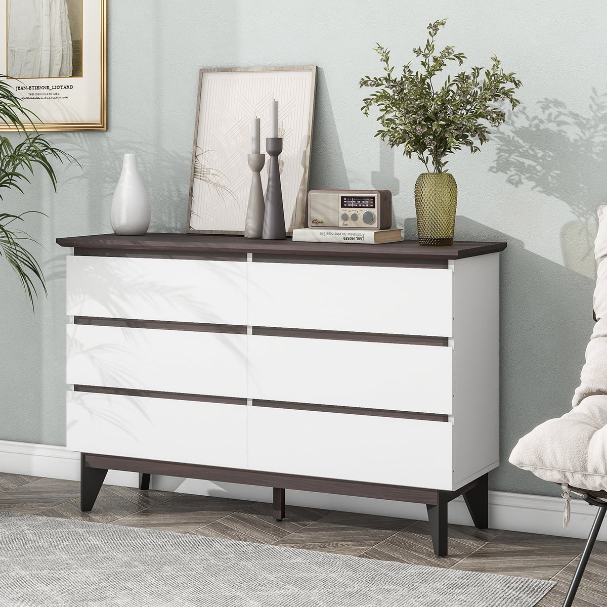 White 6 Drawer Dresser V942