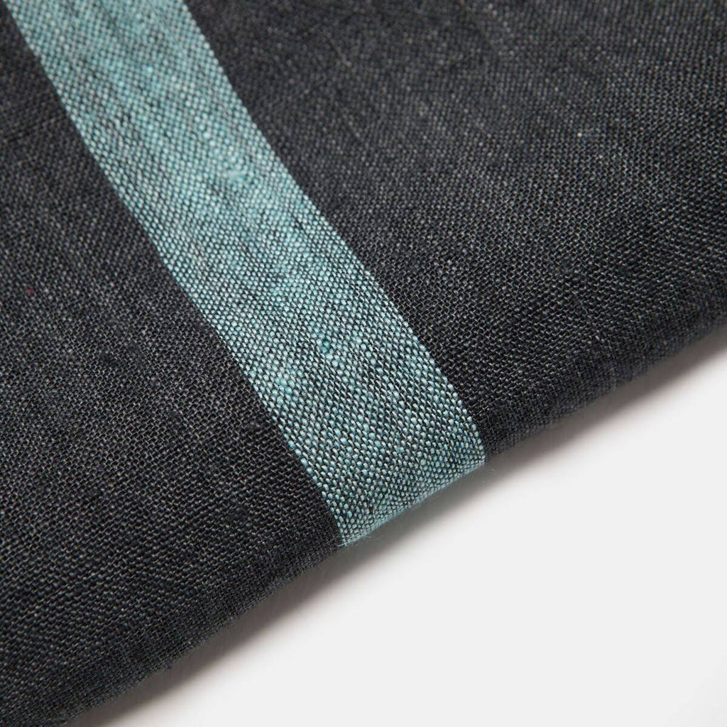 Charcoal/Aqua Laundered Linen Tea Towels, Set of 2 N58873