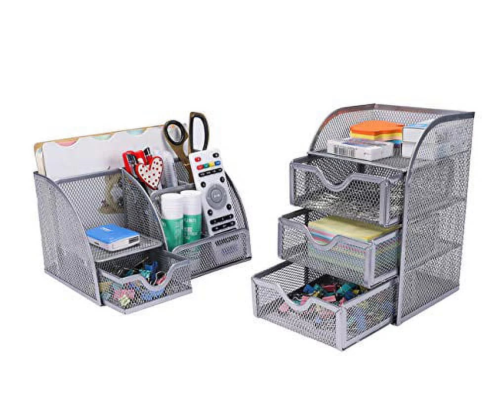 Mesh Desk Organizer Set with Drawer Y849
