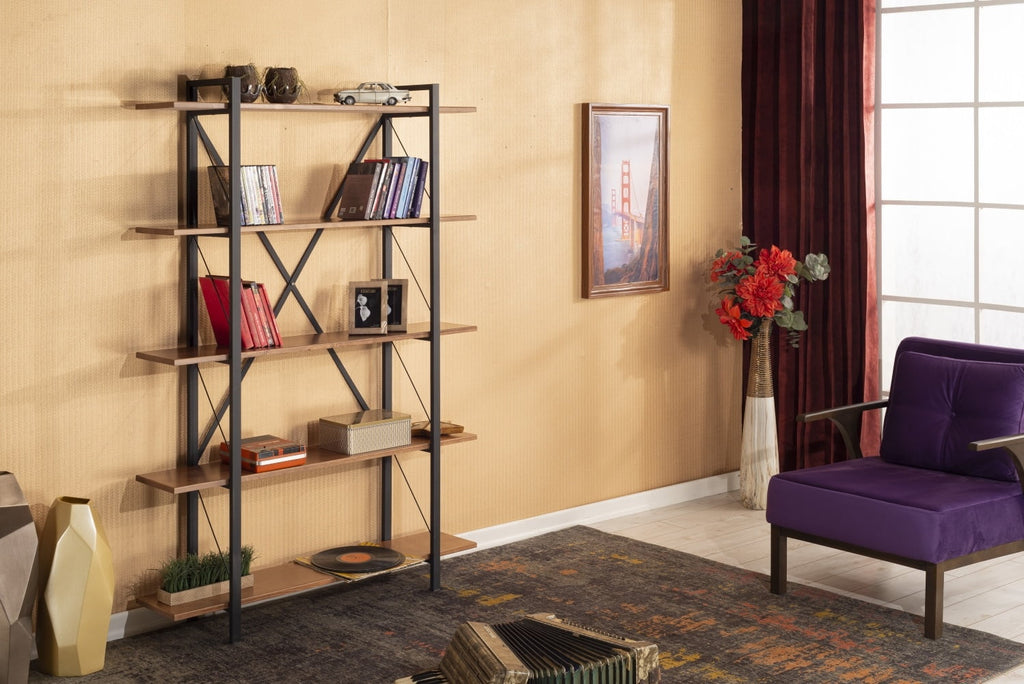 5 Tier Solid Wood Bookcase Z4342