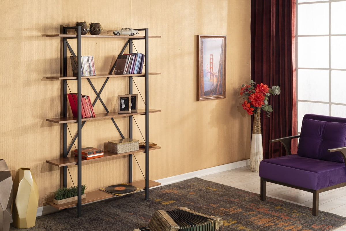 5 Tier Solid Wood Bookcase Z4342