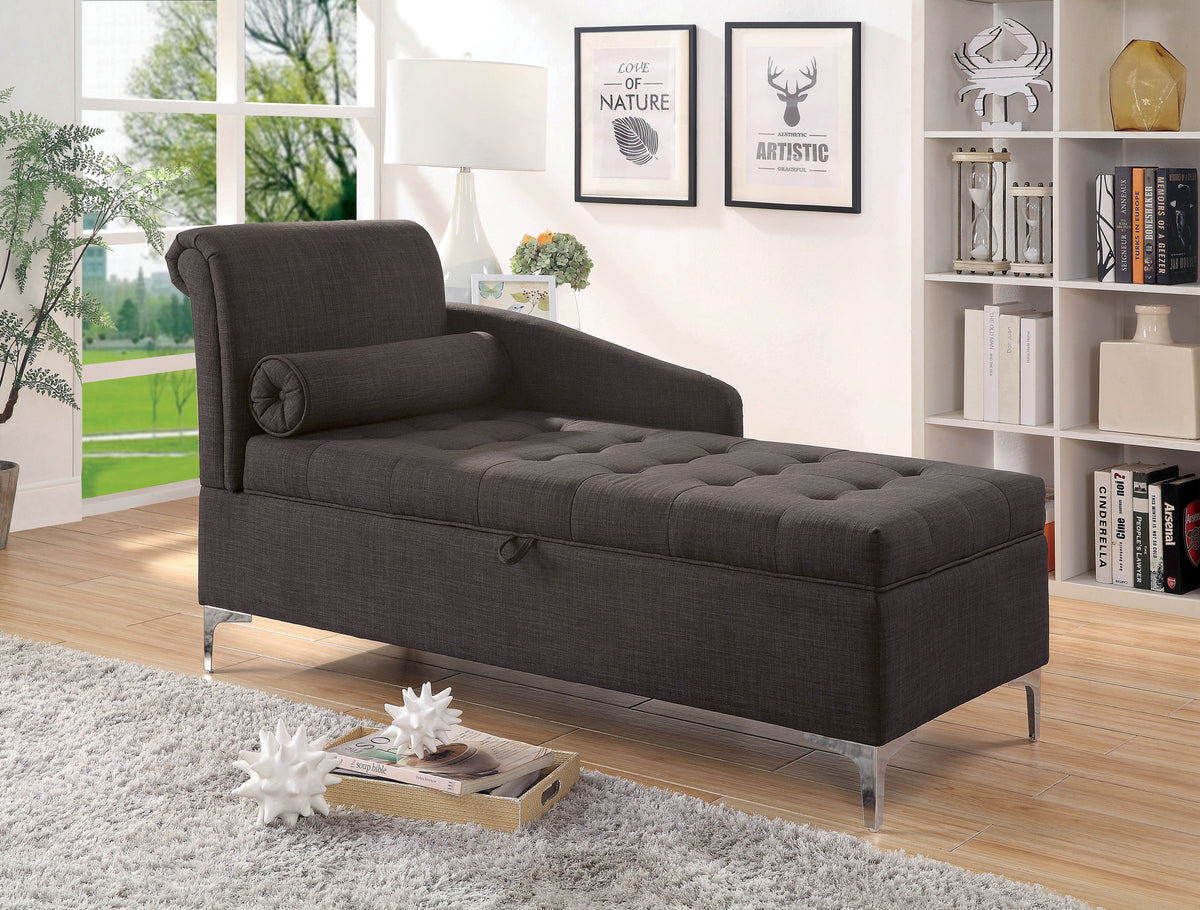 Gray Tufted Fabric Chaise U369305