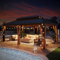 12'x20' Hardtop Aluminum Double Roof Gazebo with Netting and Curtains T76275