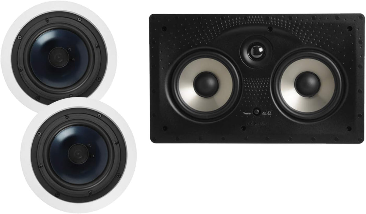 8-inch 2-way In-ceiling Speakers Set of 2 with 12-inch Powered Subwoofer F6094