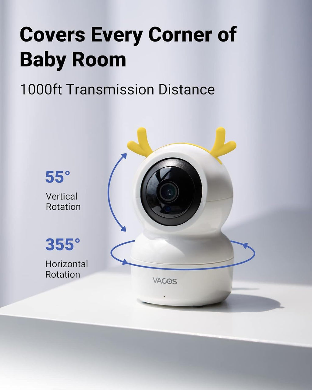 Baby Monitor with Camera and Audio, 720P 5 HD Display, Night Vision, 1000ft Range I794