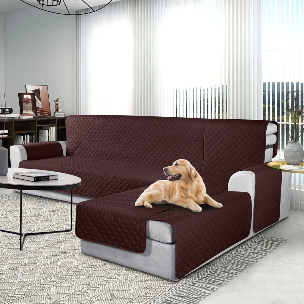 Large/Chocolate Waterproof L Shaped Sofa Covers 3pcs W70842