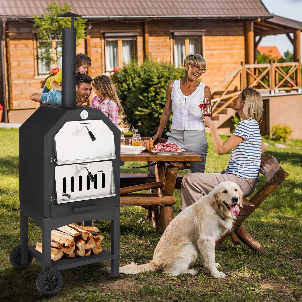 Outdoor Wood Fire Pizza Oven 14'' with Pizza Stone F531151