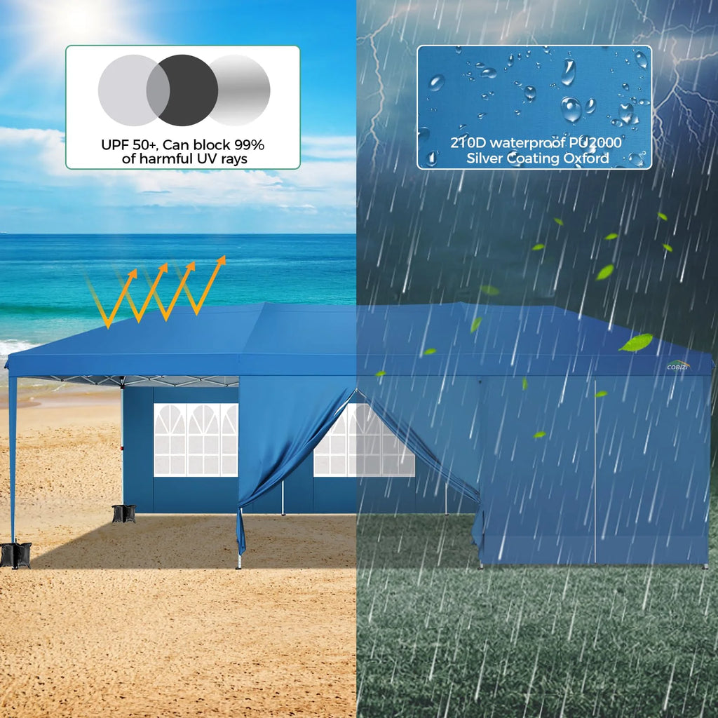 10x10ft Waterproof Popup Canopy with 4 Sidewalls Black J40826