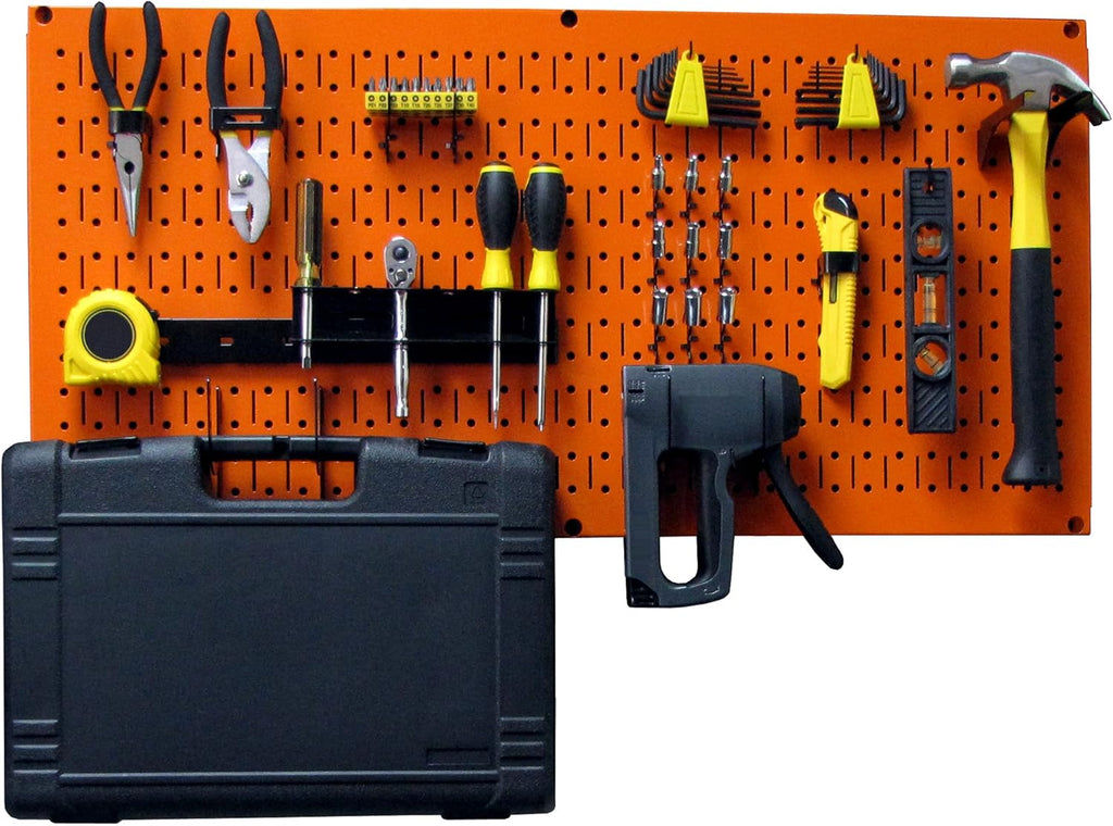Red Pegboard Pack of 2 Metal Wall-Mounted Pegboard Tool Storage Unit U229