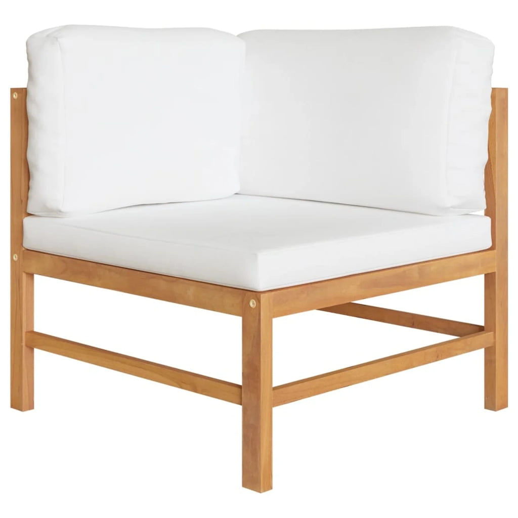 Corner Sofas 2 pcs with Cream Cushions Solid Teak Wood R6821