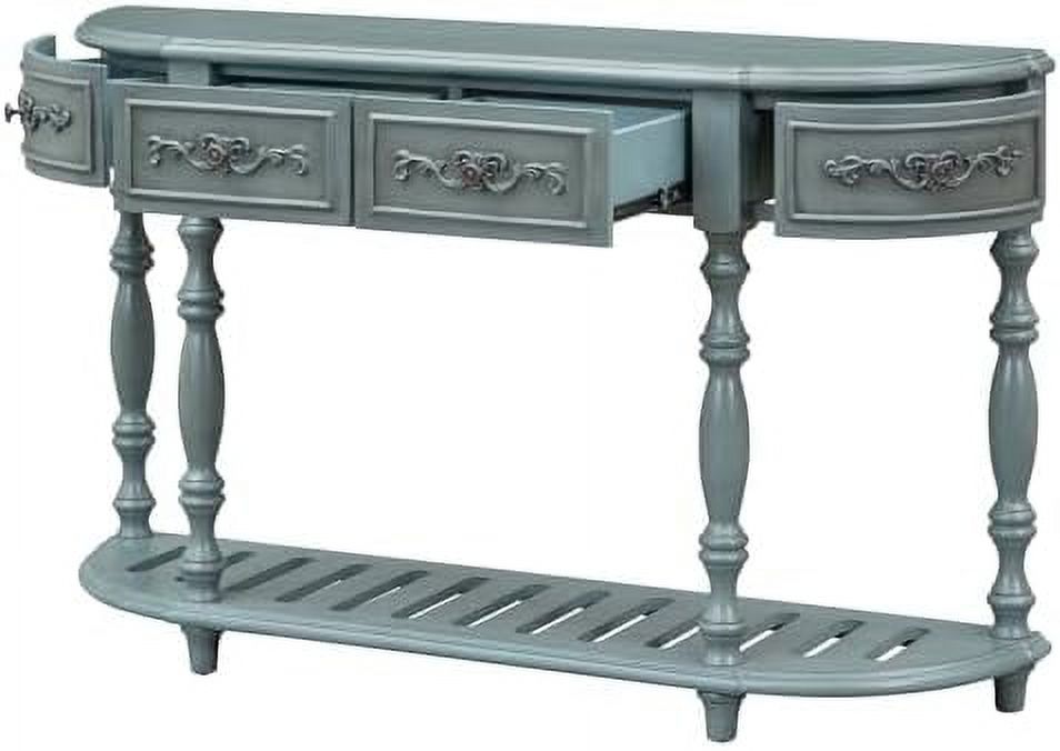 Retro Curved Console Table with 2 Top Drawers and Solid Wooden Frame U611176