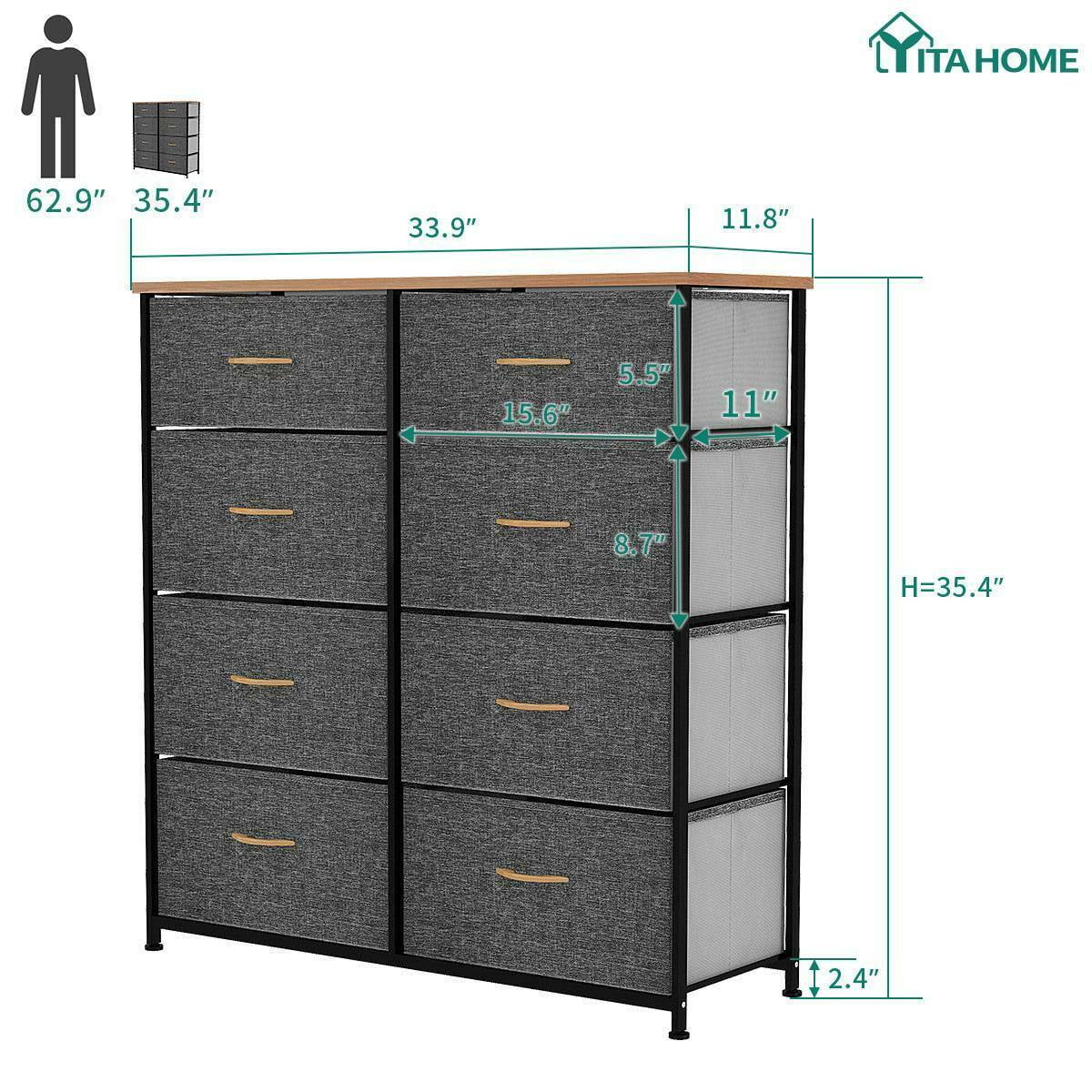 Dark Gray 8 Drawer Storage Dresser O983532