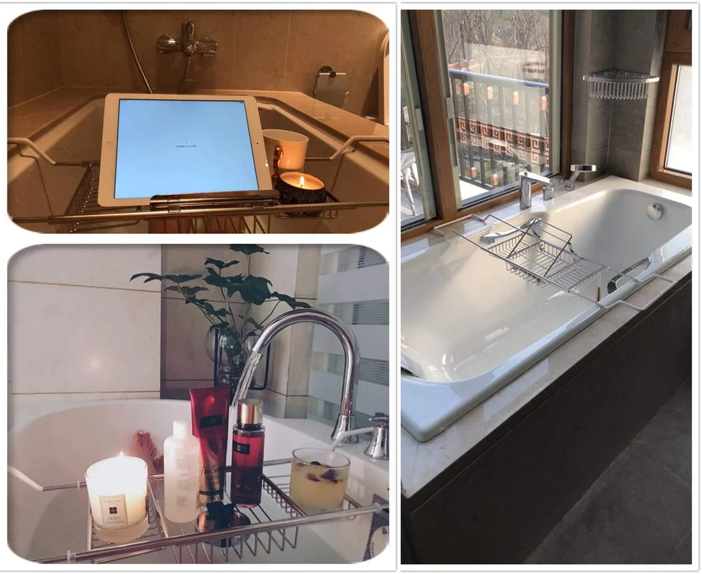 Bathroom Trays with Reading Rack and Wine Glass Holder V558441