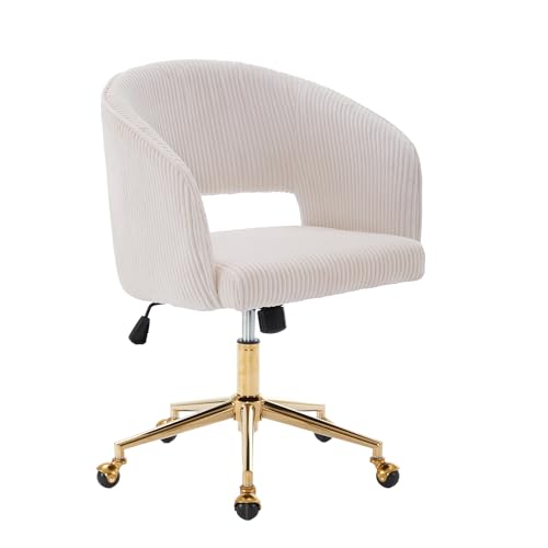 Velvet Upholstered Swivel Desk Chair with Gold Base M55005